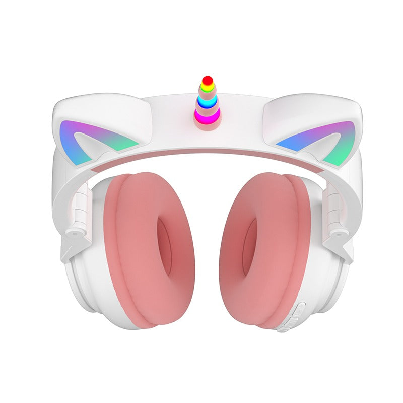 TEQ Cute Kids Headphones Pink Glowing LED Wireless Unicorn Headphone TEQ Cute Kids Headphones Pink Glowing LED Wireless Unicorn Headphone